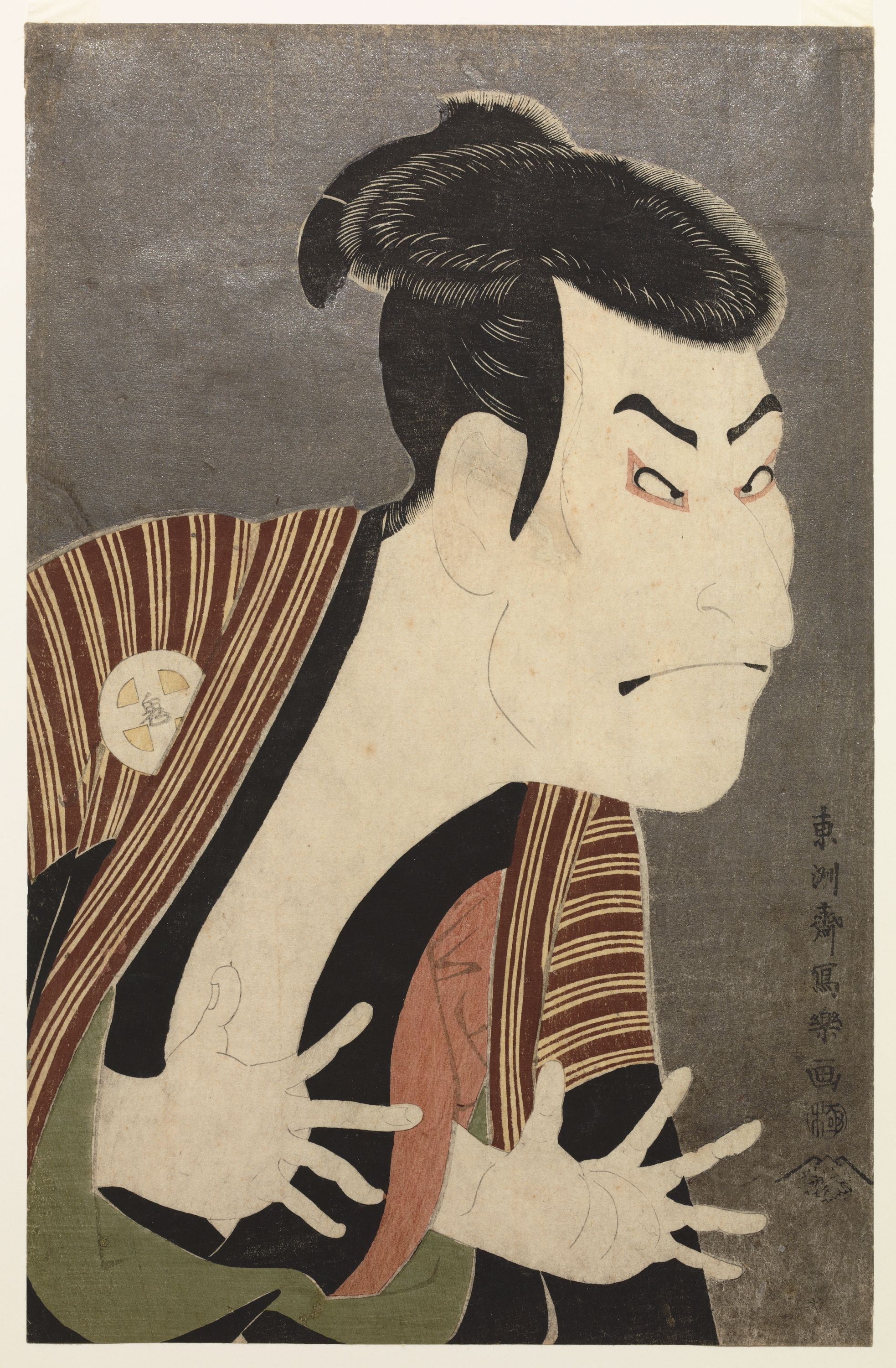 歌舞伎の浮世絵としてもっとも有名な1枚、東洲斎写楽の「三代目大谷鬼次の江戸兵衛」も蔦屋重三郎のプロデュースによるものだった（出典：ColBase）