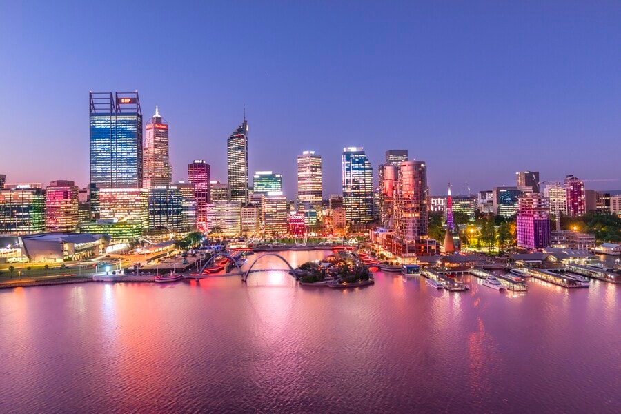 エリザベス・キーのきらめく夜景。Photo：Tourism Western Australia