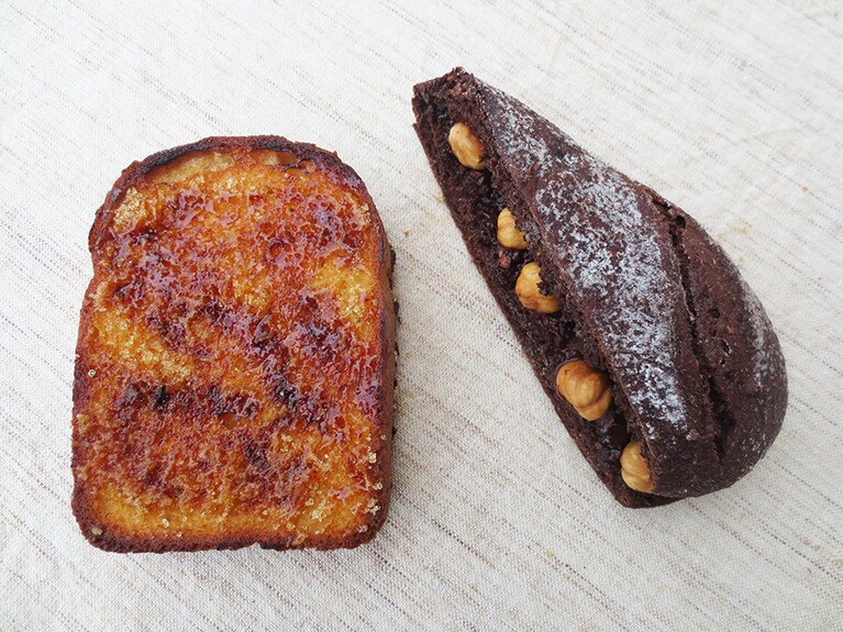 「ハニートースト」230円、「カカオとヘーゼル」350円。