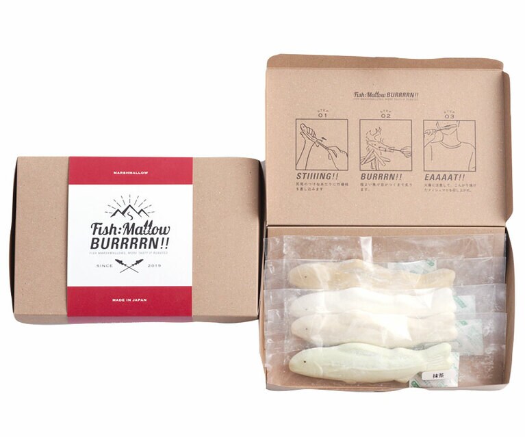 フィシュマロバアアアアン！！〈4本（プレーン味、コーヒー味、抹茶味、きな粉味）〉950円／八千代堂