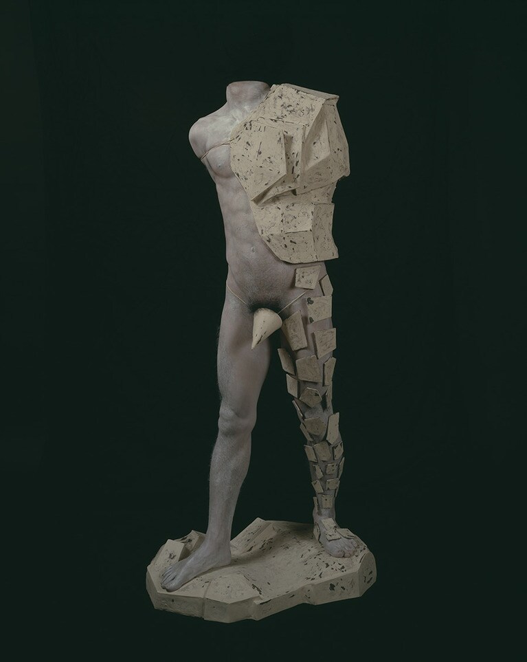 森村泰昌　《肖像(歩く人 I)》　1986年　カラー写真に透明メディウム　200×100cm　作家蔵　©2018 森村泰昌