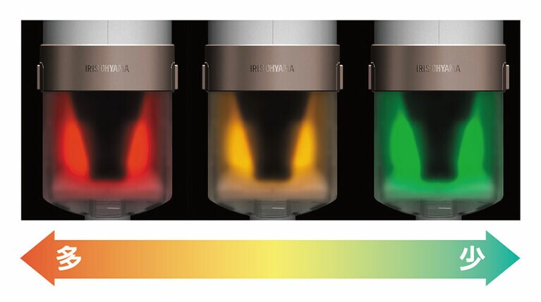 高感度ダニちりセンサーがハウスダストを検知し、本体のイルミネーションでお知らせします。