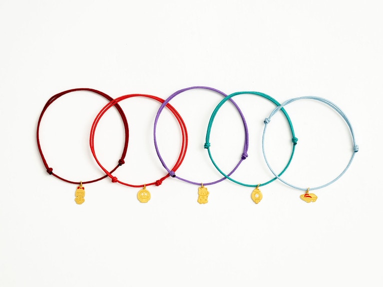 別注 Pendant with Cord Bracelet 45,100円～94,600円（22K Yellow Gold / Enamel / Diamond）