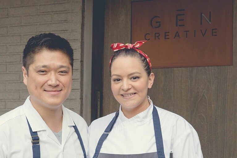 ラスベガスで出会った劉シェフとメラニーシェフ夫妻。オープン当初は韓国人シェフもおり、現在は姉妹店のワインバー『BOTTOLESS』に。