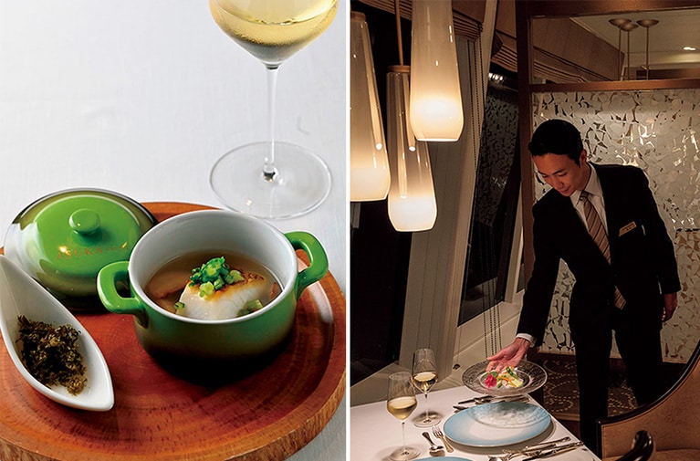 対象スイート宿泊ゲスト専用のプレミアダイニング「ザ・ベール」では、洗練された料理とサービスで至福のひと時を味わえる。