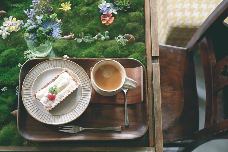 レアチーズケーキ。好みのドリンクとのセットで1,000円。