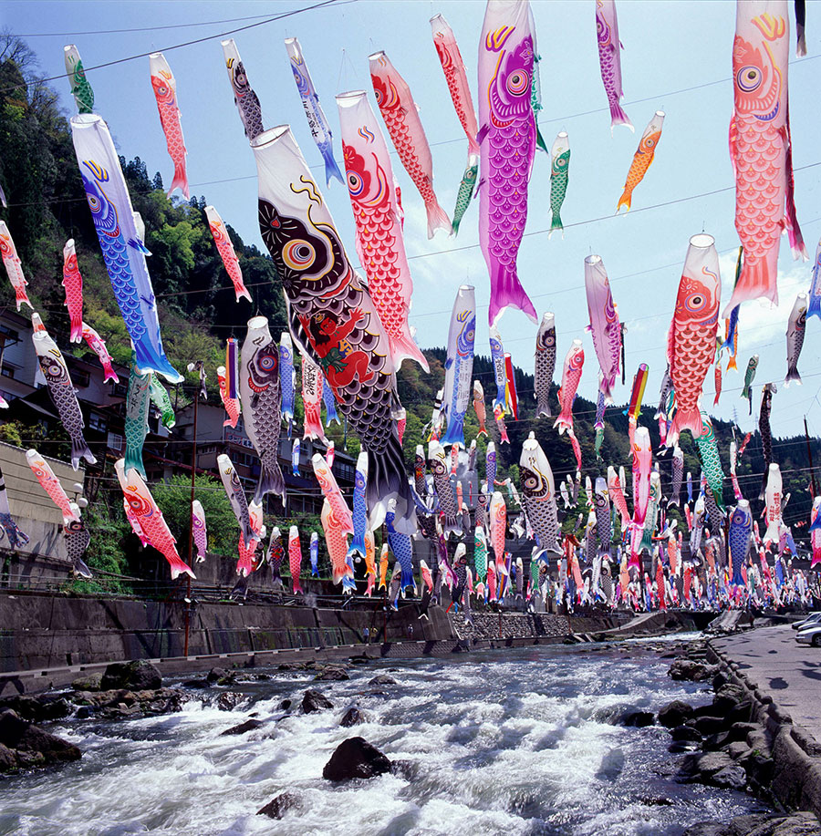 杖立温泉鯉のぼり祭り。