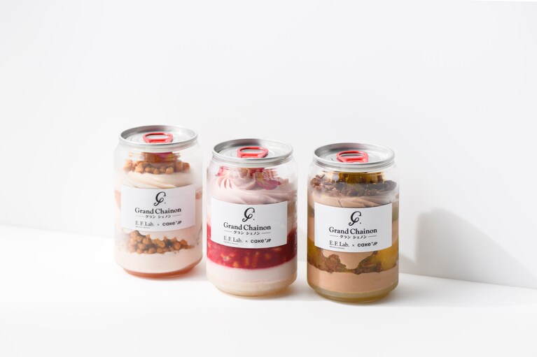 【E.F.lab×Grand Chainon×Cake.jp】バラのパフェ缶 3個セット　3,600円。