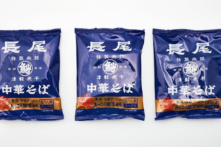 青森県土産販売「長尾中華そば あっこく麺(醤油味)」1食(麺80g、スープ45g) 250円／青森県