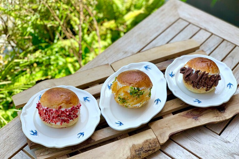 左から、イチゴ、オレンジ、チョコ。