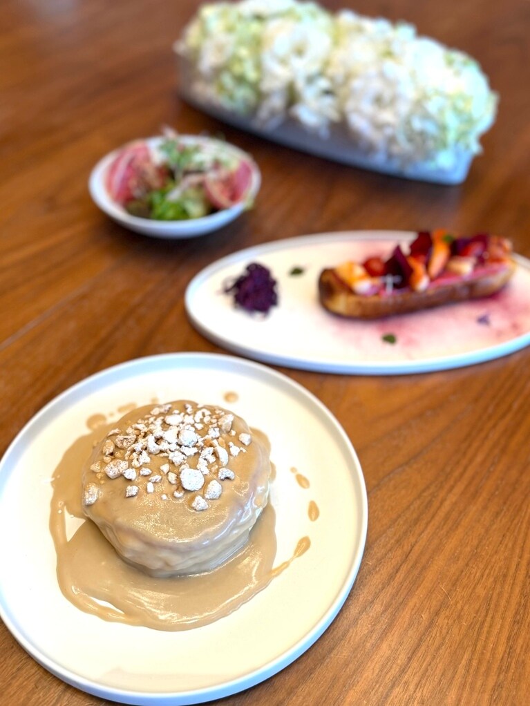 パンケーキミックスはブティックで購入可能。作り方はHPでチェックを。