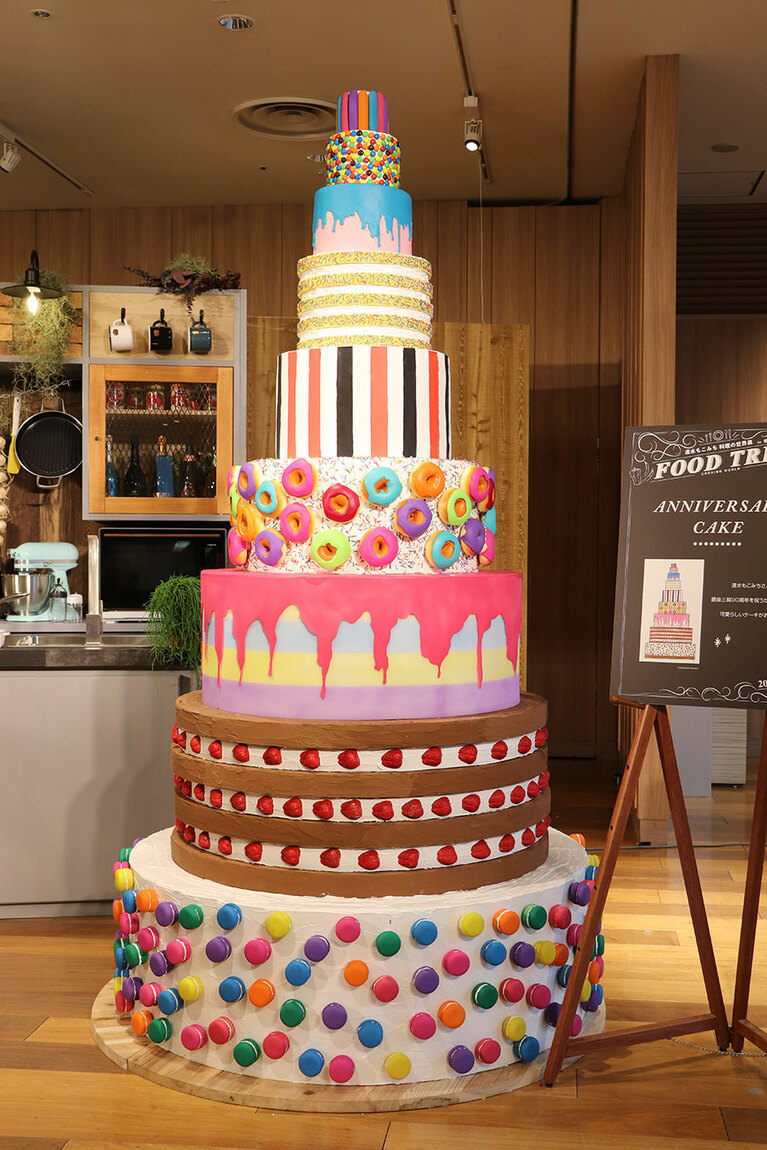 カラフルなアニバーサリーケーキ。