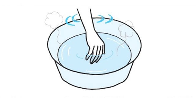 【STEP2】ぬるま湯(30～40度)に中性洗剤を入れて、よく混ぜる。