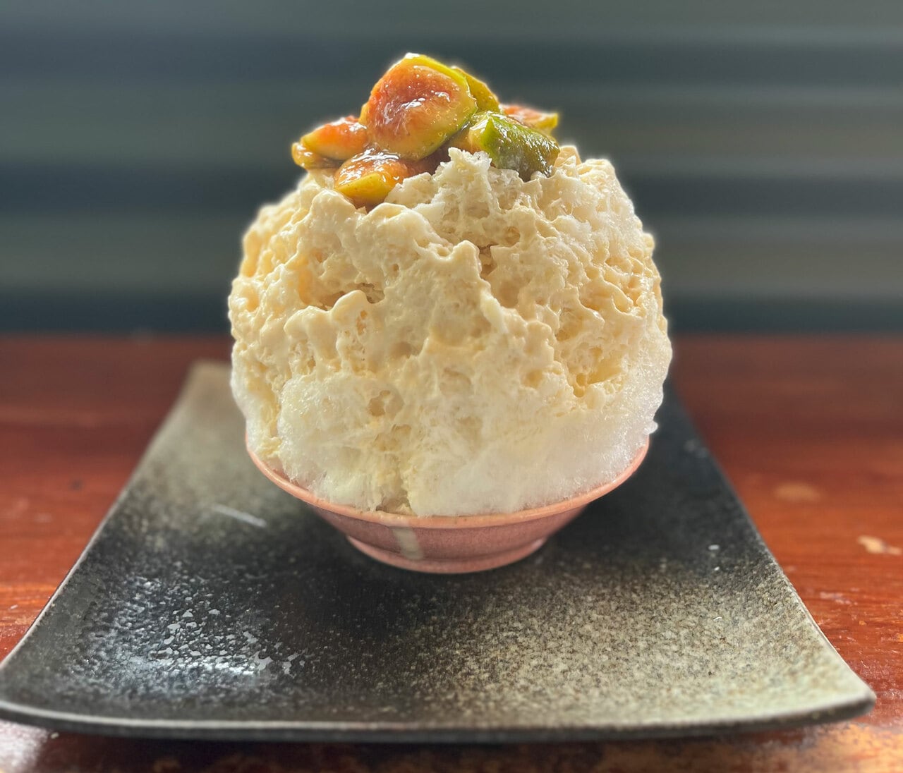 「いちじくの白和えかき氷」2,100円。いちじくの甘さと白和えソースの相性が抜群。