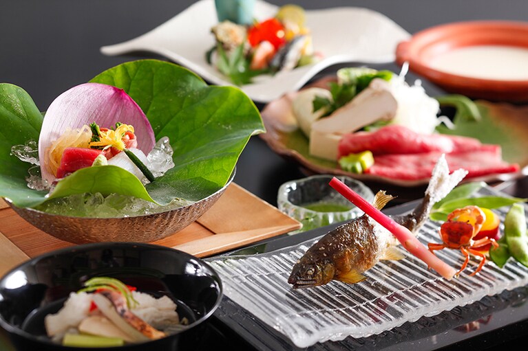 旅館紅鮎［滋賀／尾上温泉］夏会席のお料理一部。