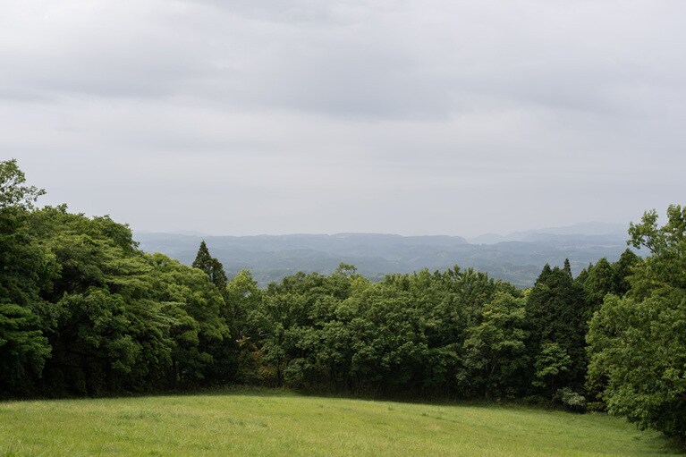 店舗入口からの眺めがこちら。晴れていれば桜島がど真ん中に見える最高のロケーション。