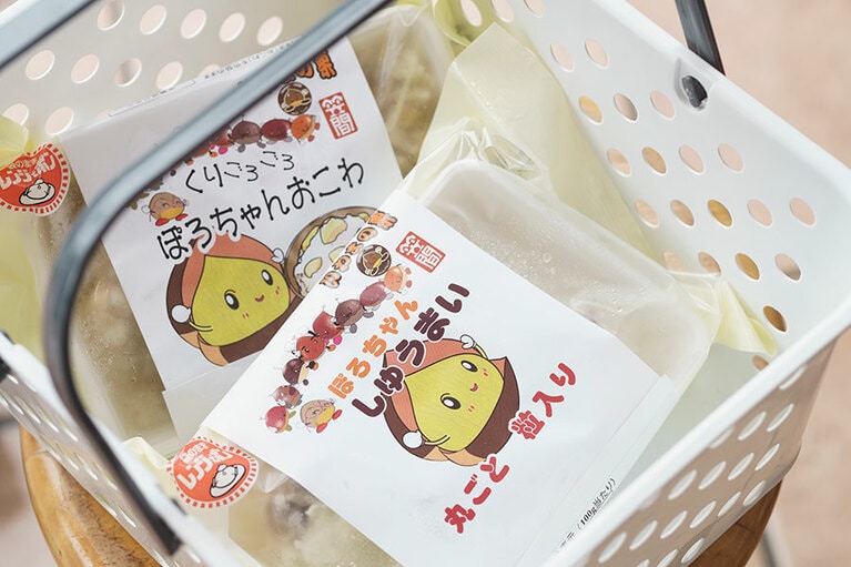 ぽろたんを丸ごと一粒入れた、「ぽろちゃんしゅうまい」4個入り1,188円（店頭販売価格）も、大迫力！