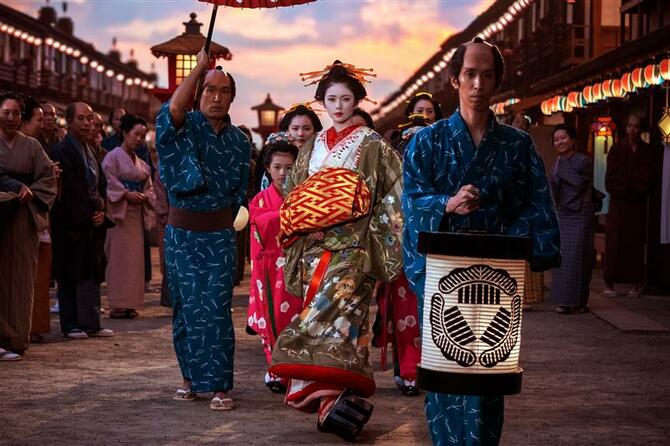 大河ドラマ『べらぼう～蔦重栄華乃夢噺～』第9回「玉菊燈籠 恋の地獄」の場面カット。（C）NHK