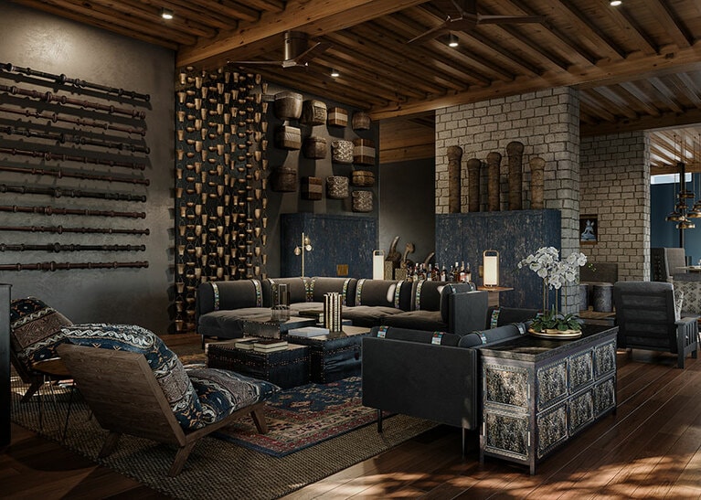 ブータンの国花である青いポピーがカラーテーマ。