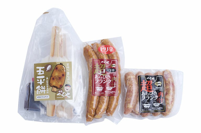 五平餅フランクセット〈くるみだれ五平餅3本セット×3袋、超あらびきフランク×5本、超あらびきピリ辛フランク×3本〉3,980円／つぐや