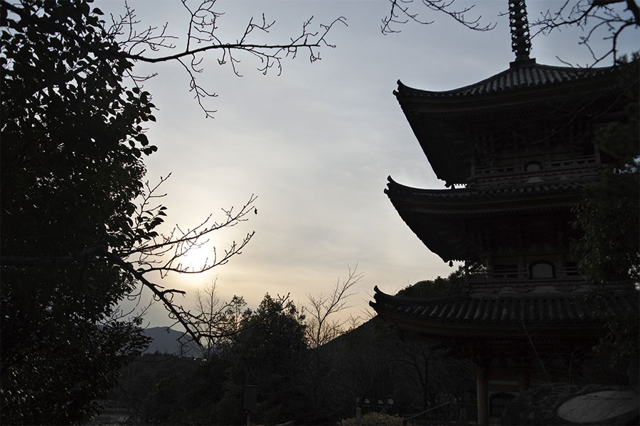 仰々しい看板もなく、ただそこにある国宝・向上寺三重塔。