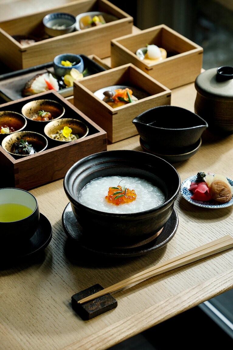 京箱朝食の豆乳粥