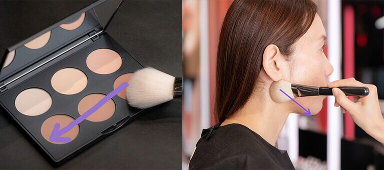 下段3色にさっとブラシを走らせて使用。