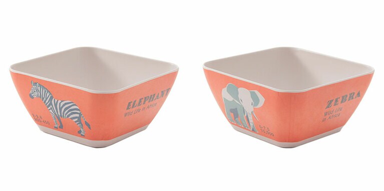 バンブーファイバー ボウル Zebra Elephant 490円。