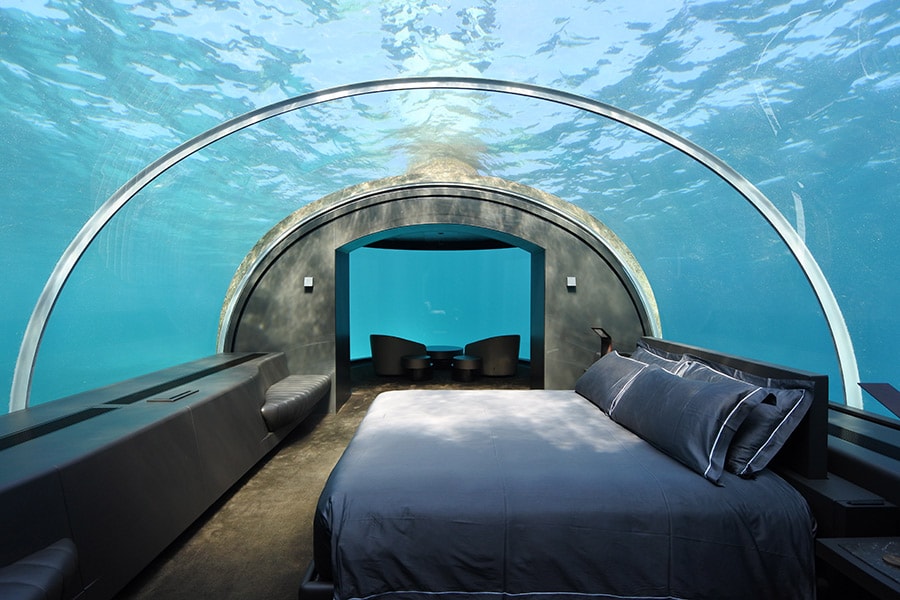 世界初の海中レジデンス、「ザ・ムラカ」。2階建て(海中と水上)からなる3ベッドルームです。