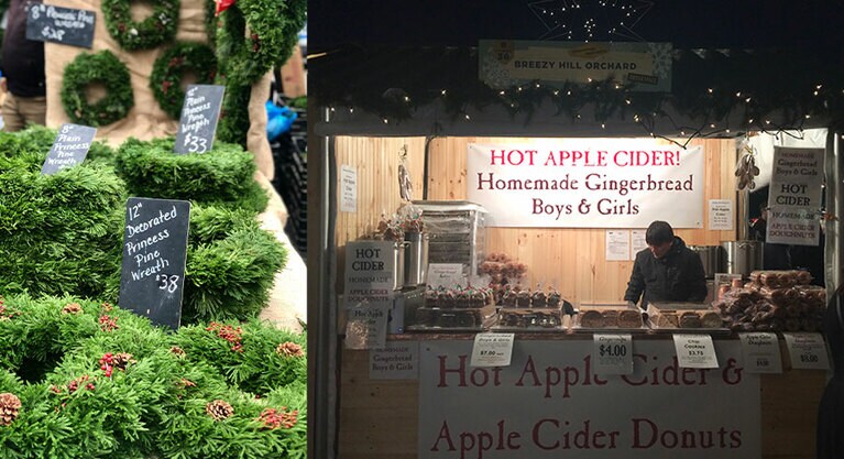 街のあちこちに期間限定のホリデーマーケットが登場する。