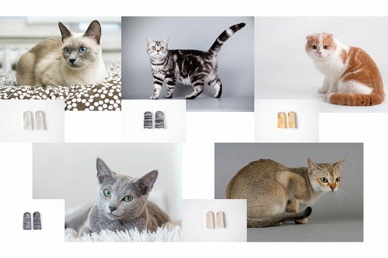 猫の毛柄を岐阜県の老舗ニット工場の協力のもと再現。糸もすべて日本製。