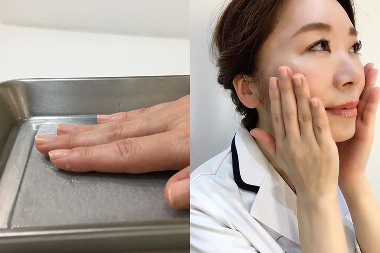 紙を破かない力加減で顔に触れるのがポイント。