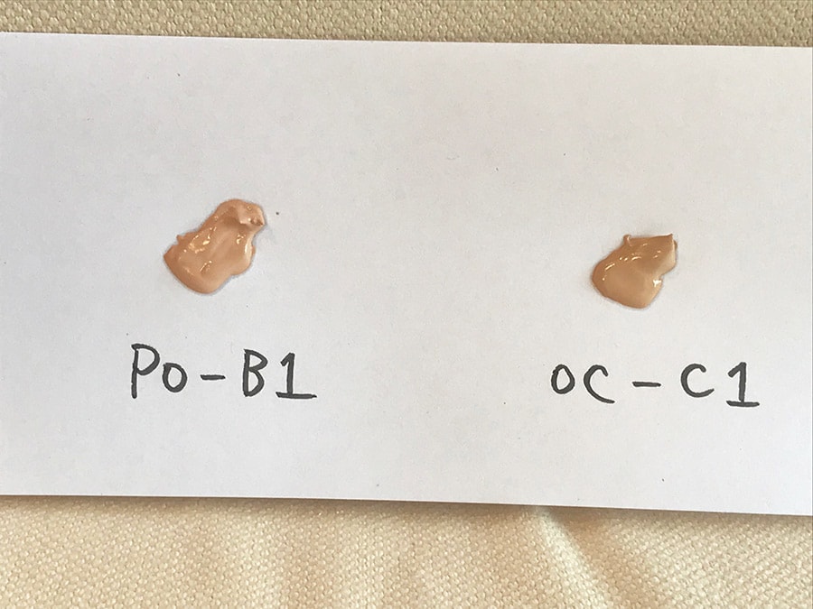 PO-B1は明るい色白の肌に、OC-C1はもう少し健康的な色の肌向き。