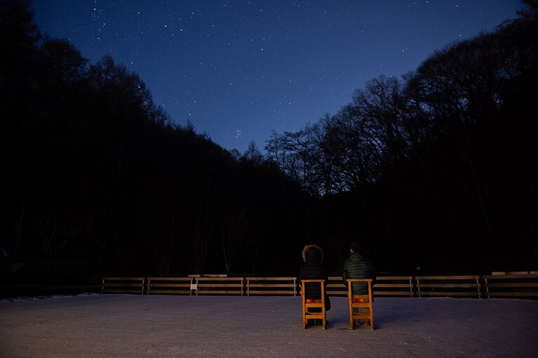 冬の澄んだ空気のなかで見る満天の星に、ただただ、ため息。