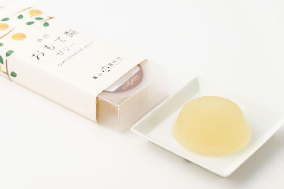 おもて梨ゼリー 1,285円（3個入）。※販売は～10月頃まで／梨の菓 瀧味堂