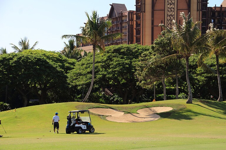 10番ホールにあるミッキーマウスの形をしたバンカー。