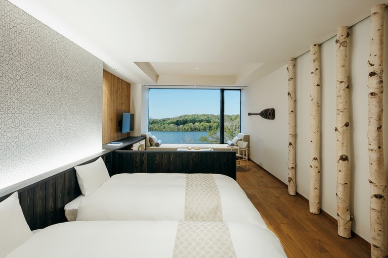 界 ポロト［北海道／白老温泉］□の間(しかくのま)洋室 ベット。