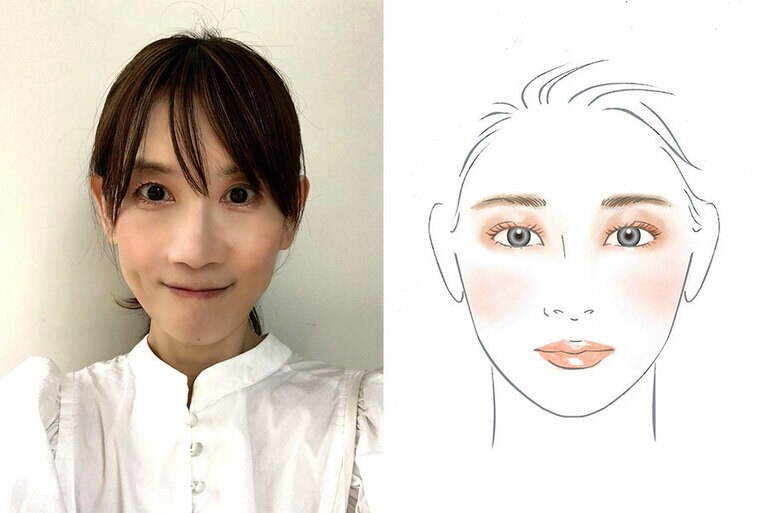 オレンジが際立って、可愛いらしいメイクになりました。リップは、「リップモンスター 03」をポンポンと唇に軽くのせました。