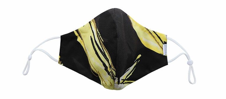 【FORESTEX(フォレステックス)】抗ウィルス・天然素材の布マスク アナナス・ブラック  S、M、Lサイズ 各1430円(税込)。