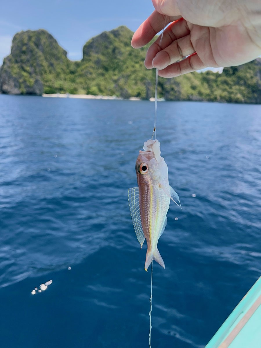 なんと、最初に獲物を釣り上げたのは私だった！