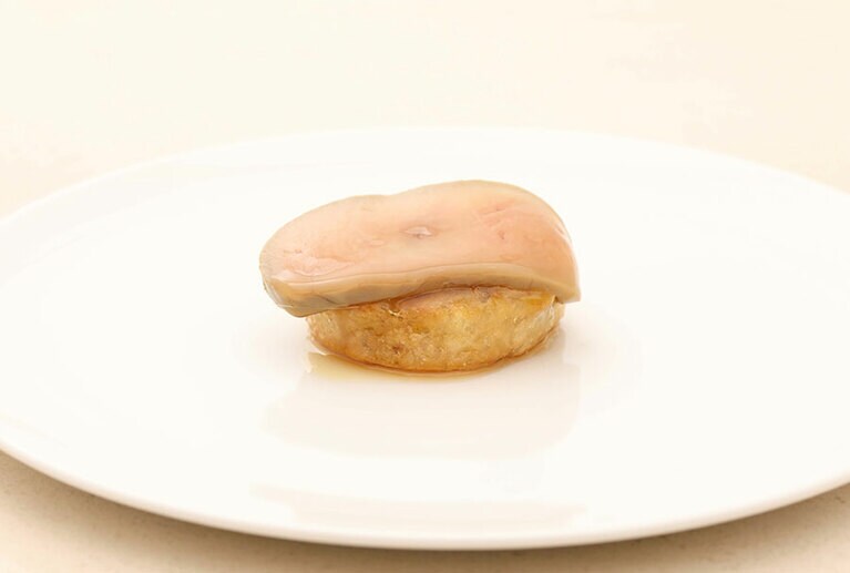 「フォアグラ／焼きまんじゅう／高知県産ボカ」。