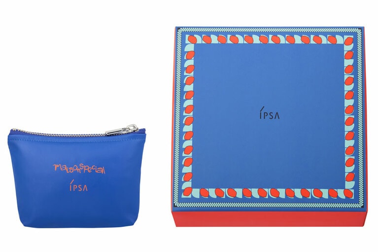 写真左から、色が選べる限定ポーチ、ボックス。