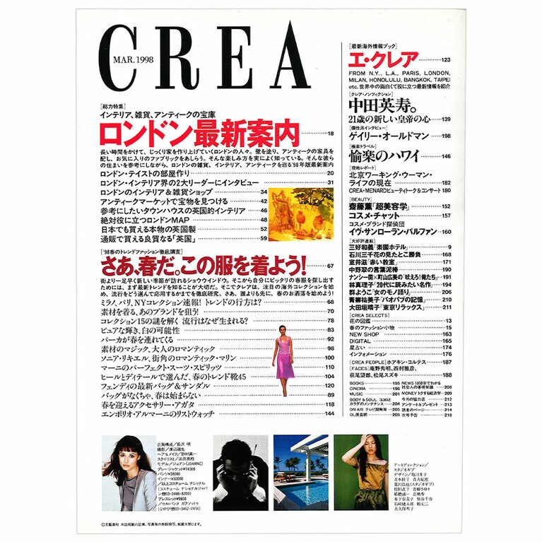 1998年3月号目次。