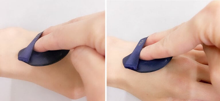 写真は、手の甲で試している様子。