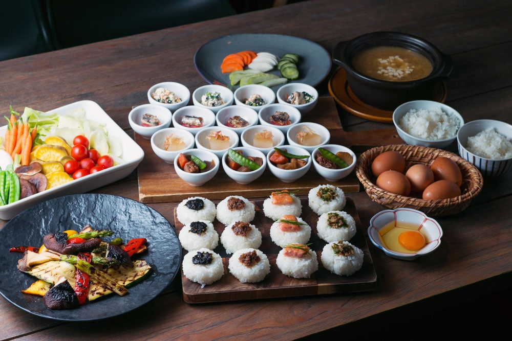九州の味を一度に味わえる、レストラン「Nine Doors」の朝食メニュー例。