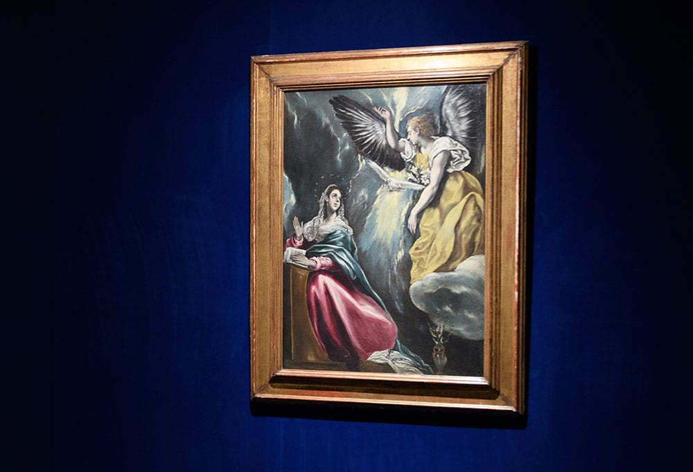 【エル・グレコ (ドメニコス・テオトコプーロス)《受胎告知》1590年頃-1603年】1922年にパリで児島虎次郎が購入した、大原美術館唯一のオールドマスターによる作品。児島の理念と収集活動を反映する、美術館の成り立ちを語るに欠かせない作品の一つ。