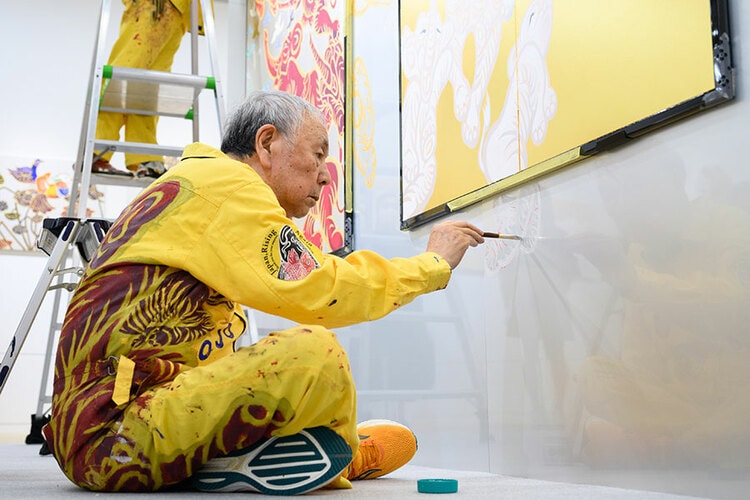 ロックな壁画絵師・木村英輝 銀座のポーラミュージアムで個展開催 樹木希林邸の板戸絵「蘇る蓮」初公開 | 写真 | 1枚目