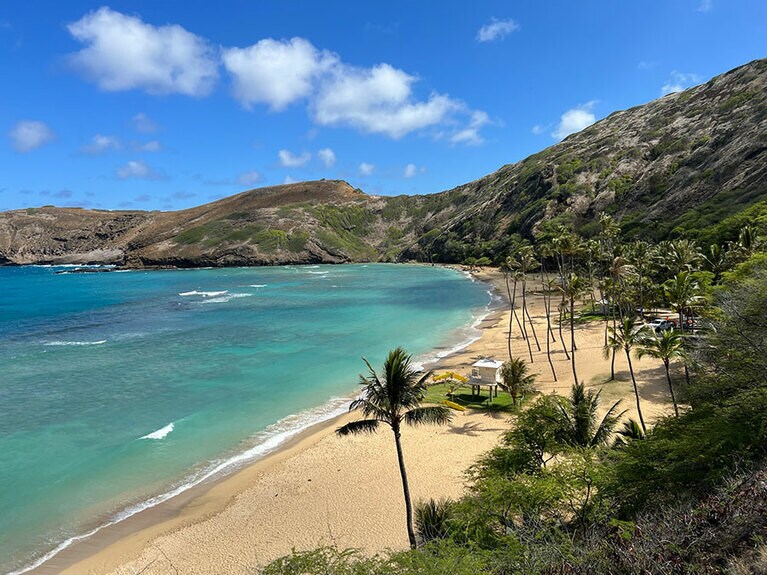コロナ禍を経て、透明度が上がったと評判のハナウマ湾。