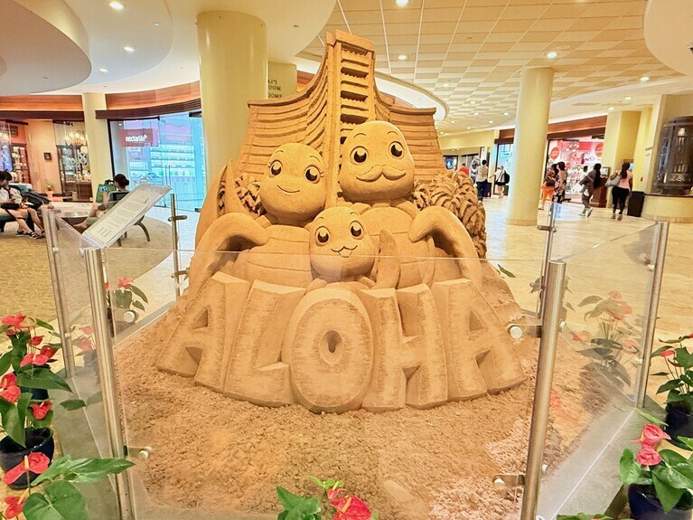 サンドアートの展示はロビーにあります。