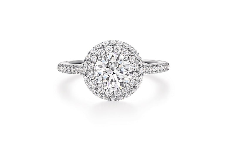 「ダブルヘイロー・マイクロパヴェ・リング」（PT×センターDIA1.0ct〜）4,565,000円〜／ハリー・ウィンストン（ハリー・ウィンストン クライアントインフォメーション）